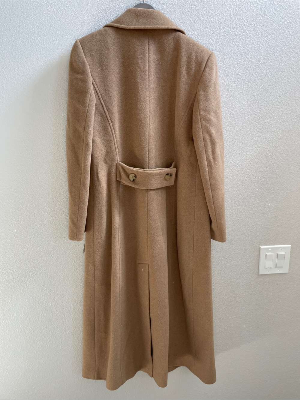 Larry Levine for Nordstrom Camel Long Coat with Notched Lapel - Picture 9 of 10